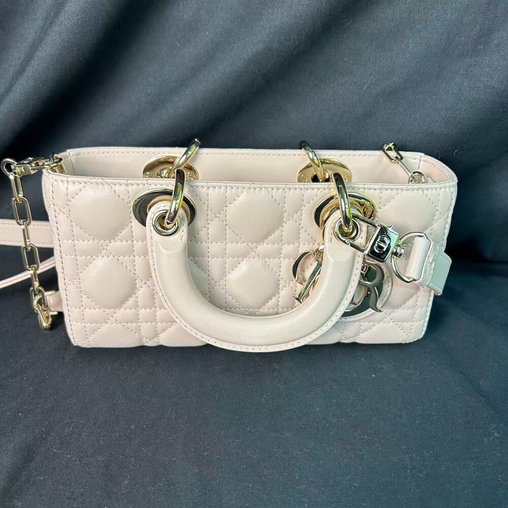 Dior Lady D-Joy Bag – Cream Lambskin with Gold Hardware